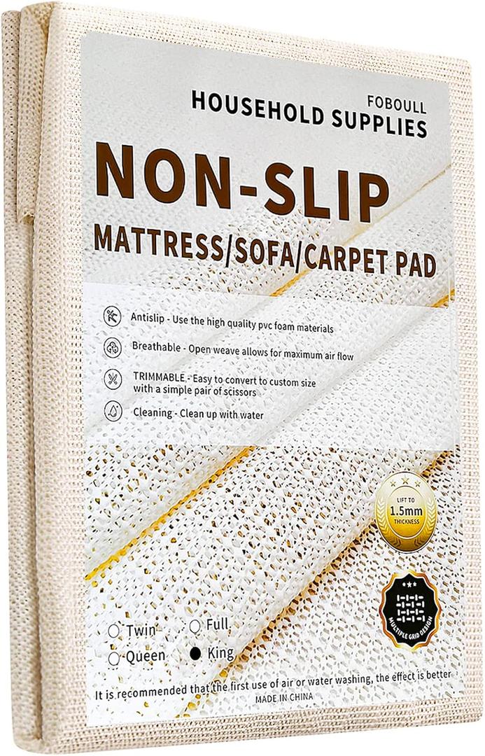 Mattress Slide Stopper and Gripper, Keep Bed and Topper Pad from Sliding for Sofa, Couch, Chair Cushion, Mattresses, Easy Trim, Slip Resistant, Grips Helps Stop Slipping - King