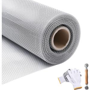 40in x 98ft Stainless Steel Window Screen Mesh Roll Rust-Resistant DIY Replacement for Windows & Doors Heavy Duty Metal Screen Silver