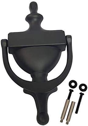 QCAA Solid Brass Door Knocker, 7", Matte Black, Made in Taiwan, 1 Pack