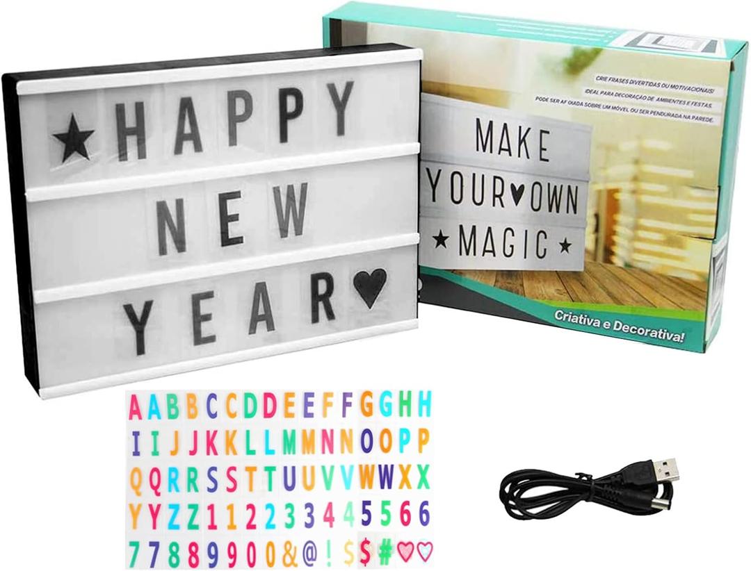 Cinema Light Box Personalized Neon Signs, Warm White LEDs Lightbox with Letters, Numbers, Symbols