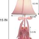 Cozylight Bedside Lamp, Pink Dancing Shoes Design, 14inch Tall Table Lamp with Fabric Stitch Shade for Girls Bedroom Dcor, Including an E26 LED Bulb (Push Button)
