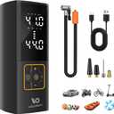 Tire Inflator Portable Air Compressor Auto Air Pump for Car Tire Accessories with Digital Pressure Gauge 3X Faster Inflation Rechargeable Air Pump for Car Motorcycle Bike Ball Power Bank LED Light