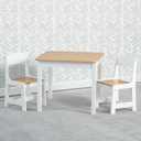 Delta Children My Size Kids Wood Table and Chair Set (2 Chairs Included) - Ideal for Arts & Crafts, Snack Time, Homeschooling, Homework & More, Bianca White/Natural