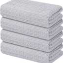 Homaxy Premium Microfiber Waffle Weave Kitchen Towels, 16 x 28 Inch Ultra Absorbent and Solid Color Dish Towels, 4 Pack, Navy Blue