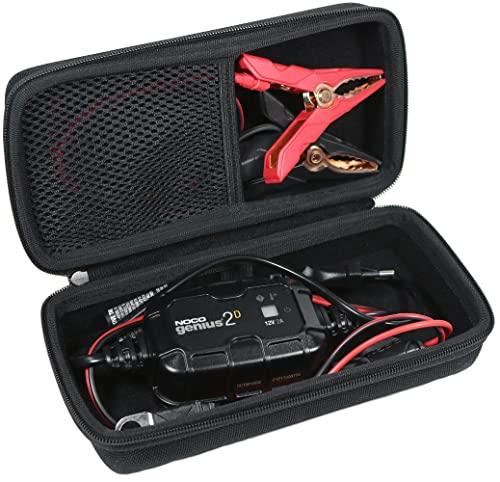 Maoershan Portable Travel Protective Case Compatible with NOCO Genius 2/Genius 1 Fully-Automatic Smart Charger, Hard Case with Mesh Pocket for NOCO 5-Amp/2-Amp/1-Amp Battery Chargers