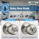 BESTTEN Keyed Entry Door Knob with Lock, Heavy Duty Interior and Exterior Door Lock, Standard Ball, Satin Nickel