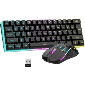 RedThunder 60% Wireless Gaming Keyboard & Mouse Combo with Rechargeable Battery, Ultra-Compact Small RGB Mechanical Feel Keyboard, Ergonomic Lightweight Honeycomb Optical Mouse for Gaming/Business