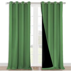 NICETOWN 100% Blackout Blinds, Set of 2, 46" x 102", Forest Green, Laundry Room Decor Window Treatment Curtains for Large Patio Sliding Door, Thermal Insulated Curtains for Bedroom