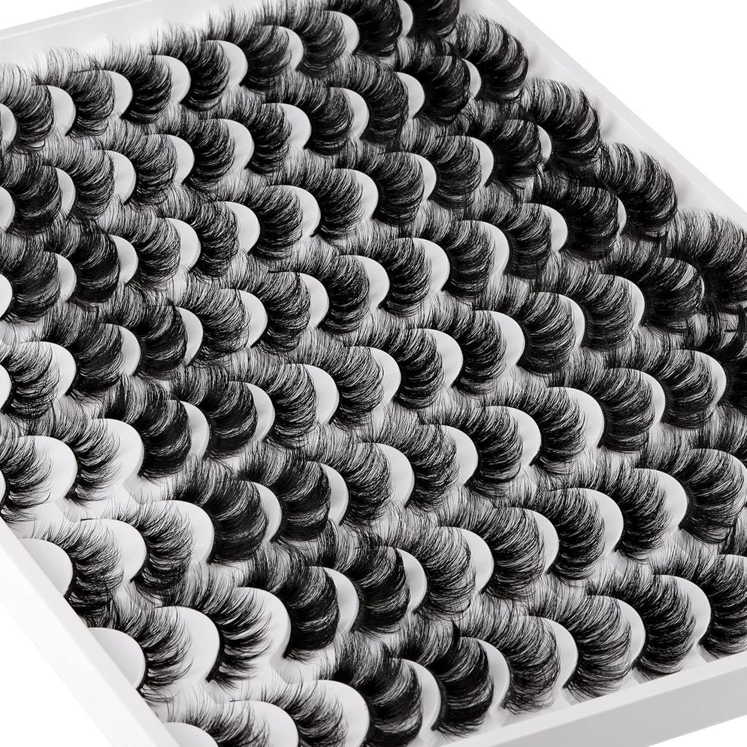 False Eyelashes 48 Pairs 6 Styles Mixed Fake Eye Lashes Bulk Wholesale Dramatic Thick 5D Wispy Strip Faux Mink Eyelashes Multipack