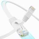 Cat 6 Flat Ethernet Cable 100 FT, UTP 10Gbps High-Speed Cat6 Ethernet Cable, Pure Copper Cat 6 Cable, Long Ethernet Cable for Home or Office Network Wiring, White