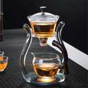 Aoheuo Glass Flower Teapot Clear Kettle Best Heat Resistant Tea Set For Office Home Table Decor (Tea-Glass crystal)