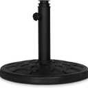 Backyard Expressions 20 lb Round Patio Umbrella Base – Heavy Duty Resin-Coated Calcium Carbonate Stand with Adjustable Pole Adapters Fits 1.5"–2" Poles, Weather-Resistant, Black Finish, 108 inches diameter