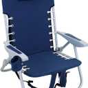 RIO Gear Beach Lace-Up Suspension Folding Beach Chair, Navy , 44.7" x 25.5" x 26.5"