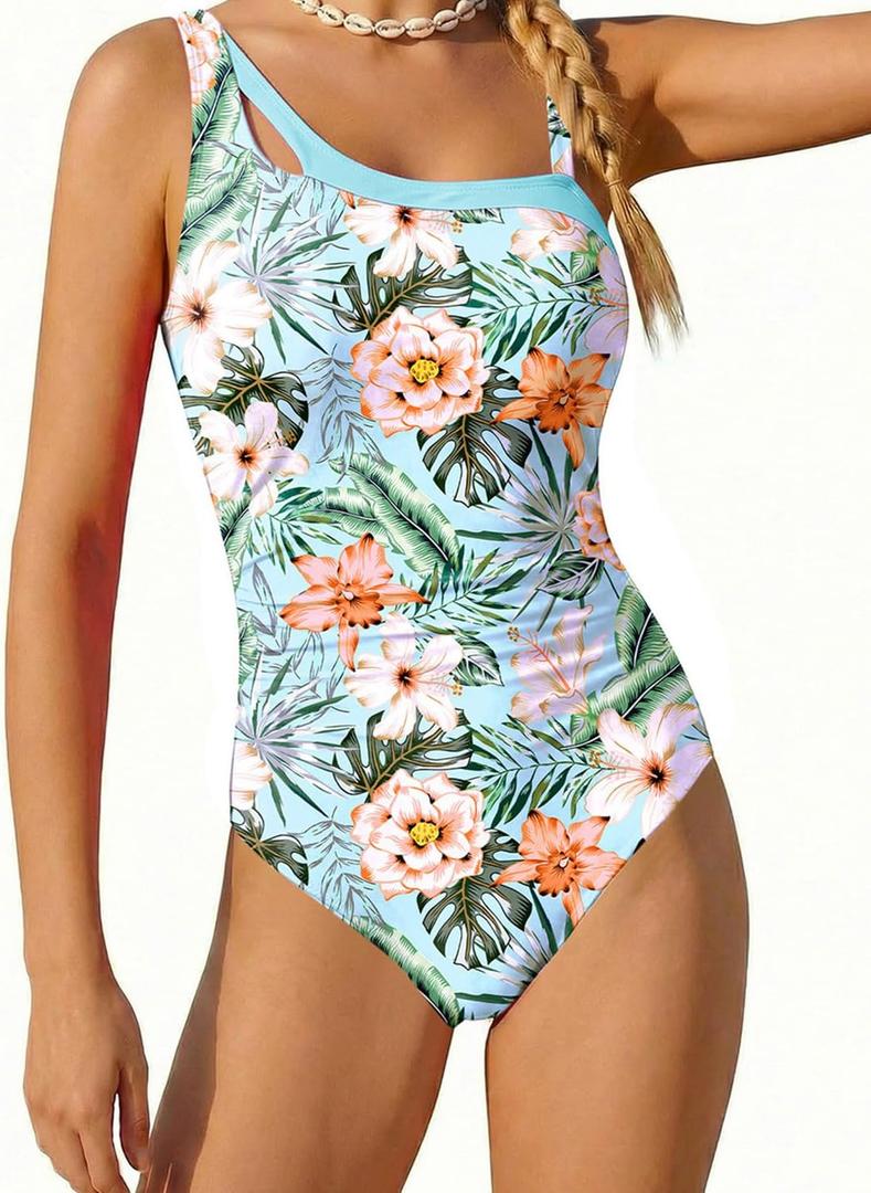 Belovance Girls Swimsuits One Piece Bathing Suit Solid Color Ruched Tween Swimming Suit Beach Swimwear Quick Dry 7-16 Years
