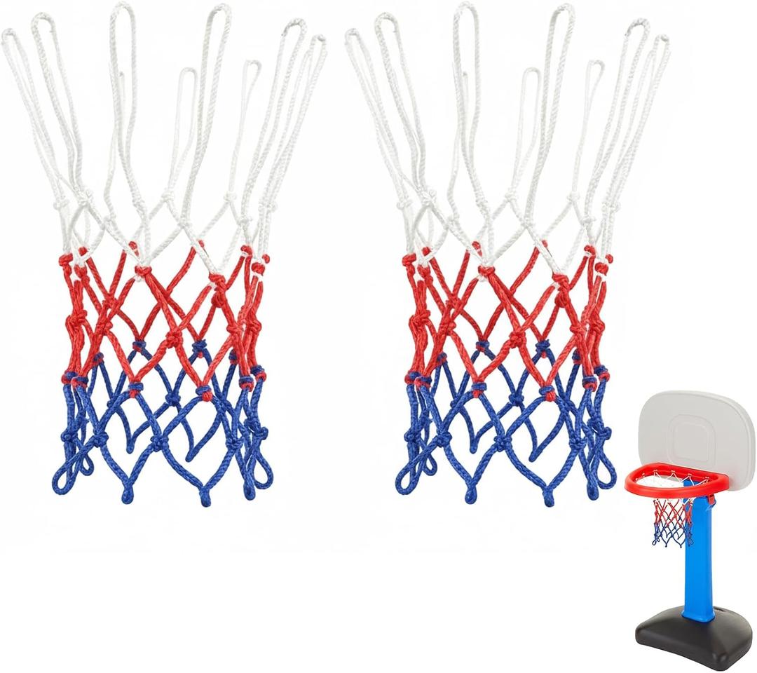 Basketball Net Compatible with Little Tikes 12 Loops Professional Basketball Net Replacement, Heavy Duty Outdoor Basketball Hoop Net, Red-White-Blue