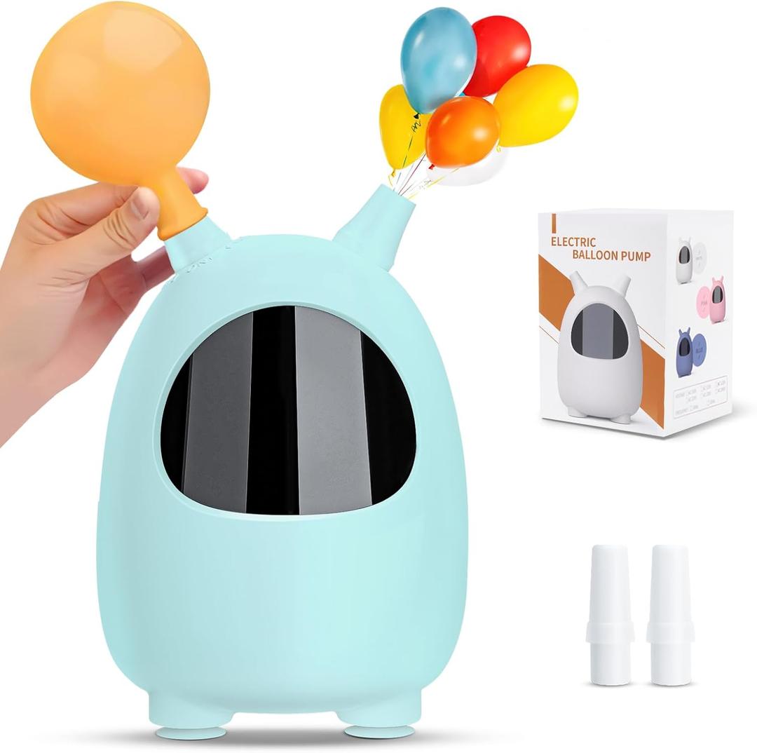 Balloon Pump Electric, SPLAKS Balloons Inflator Air Pump Portable Balloon Blower for Garland Arch, Party Decoration (Blue)
