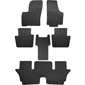 Car Floor Mats Custom Fit for Volkswagen VW Atlas 2018-2025 with 2nd Row Bucket Seats Black Rubber Auto Liner Mats All Weather Protection Heavy Duty Odorless
