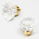 Cabinet Knobs 6 Pcs, Crystal Drawer Pulls for Dresser, Gold Furniture Handles, 1.4" Diameter Glass Knobs for Kitchen, Bathroom (Flower, Brushed Gold)