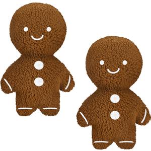 Bencailor 2 Pcs Gingerbread Christmas Pillows Plush Throw Gingerbread Men Pillows Cute Shaped Stuffed Pillows for Xmas Party Outdoor Cushion Decorations(Brown)