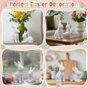 Set of 2 White Frosted Rustic Easter Bunny Figurines - Distressed Resin Rabbit Statues for Farmhouse Home Decor - Vintage Spring Bunny Ornaments for Tabletop, Mantel & Shelf Display