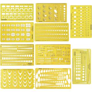 Traceease Multi,Pattern Jewelry Template for Rings- Stones- Diamond Size & Weight Estimator Drafting Tools Stencils- Pack of 10 Pieces