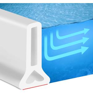 New Collapsible 67 Inch Shower Threshold Water Dam Collapsible Bath Shower Barrier Water Stopper Retention System Dry and Wet Separation for Bathroom Kitchen and More (5.6ft) (White-2" High)