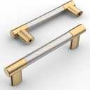 Amerdeco 10 Pack Brushed Nickel and Gold Knurled Cabinet Pulls 3.75 Inch Hole Center Brushed Brass Kitchen Cabinet Handles for Drawer Cupboard and Wardrobe ZH0038