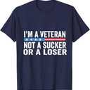 Vintage I'm Veteran Not A Sucker Or A Loser T-Shirt (Size XL, Blue)