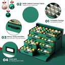Christmas Ornament Storage Box, Ornament Organizer Storage box with Lids and Adjustable Dividers, Store Up to 128-3" Ornaments, Large Holiday Decor Storage Container with 8 Stackable Trays, Green