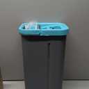 JOYMOOP Mop and Bucket Set with Wringer, with 3 Reusable Microfiber Mop Pads, Mops for Floor Cleaning and Wall Cleaning, Hands-Free Flat Mop for Home Use - Grey+Cyan Blue