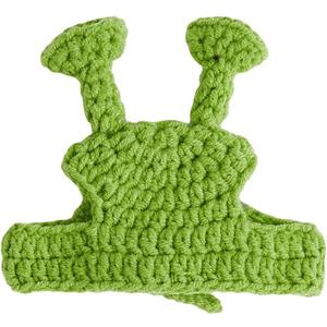 QWINEE Cartoon Alien Design Knit Cute Dog Hat Soft Cat Hat Rabbit Hat Halloween Christmas Party Costume Head Wear Accessories for Puppy Cat Kitten Small Dogs Small Animals Green,  S