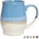 Bosmarlin Extra Large Ceramic Coffee Mug, 25 Oz, Dishwasher and Microwave Safe, Big Oversized Tea Cup for Office and Home (Blue)