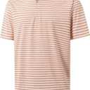 M MAELREG Golf Shirts for Men Short Sleeve Dry Fit Casual Striped Performance Moisture Wicking Collared Mens Polo Shirts (Orange White)