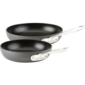 All-Clad HA1 Hard Anodized Non Stick Fry Pan Set 2 Piece, 8, 10 Inch, Induction, Oven Broiler Safe 500F, Pots and Pans Set, Kitchen Frying Pans, Skillets, Premium Cookware, Home, Dishwasher Safe Black
