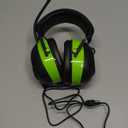 2025 AM/FM Radio Ear Protection Headphones with Backlit Digital Display, 120H Working Time, Rechargeable Hearing Protector, 30dB Noise Reduction Safety Earmuffs for Mowing, Construction, Work, Green