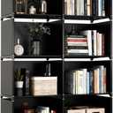 5 Tier Book Shelf, 8 Cube Storage Organizer, Tool-Free Assembly Kids Bookshelf, Bookcase Storage Shelves for Kids Room, Living Room, Office, Bedroom, Study Room, (Black, 5 Tier - 8 Cubes)