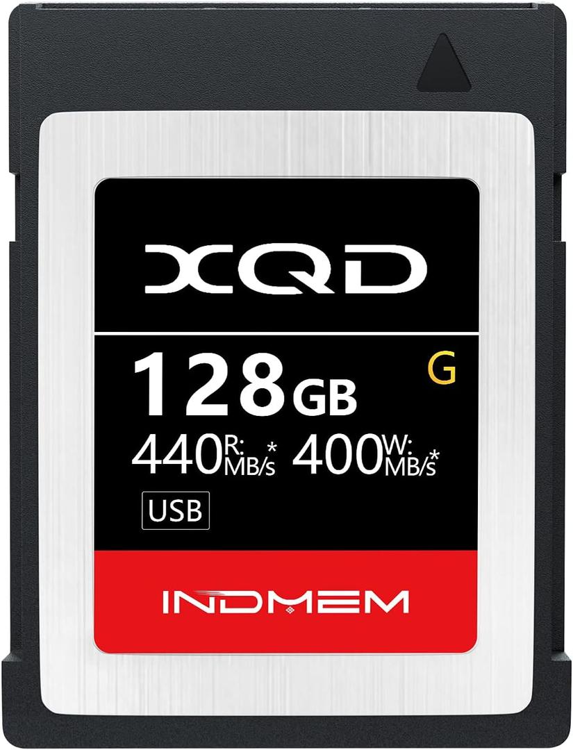 INDMEM XQD 128GB Memory Cards, 5X Tough MLC XQD Flash Memory Cards High Speed G Series| Max Read 440MB/s, Max Write 400MB/s