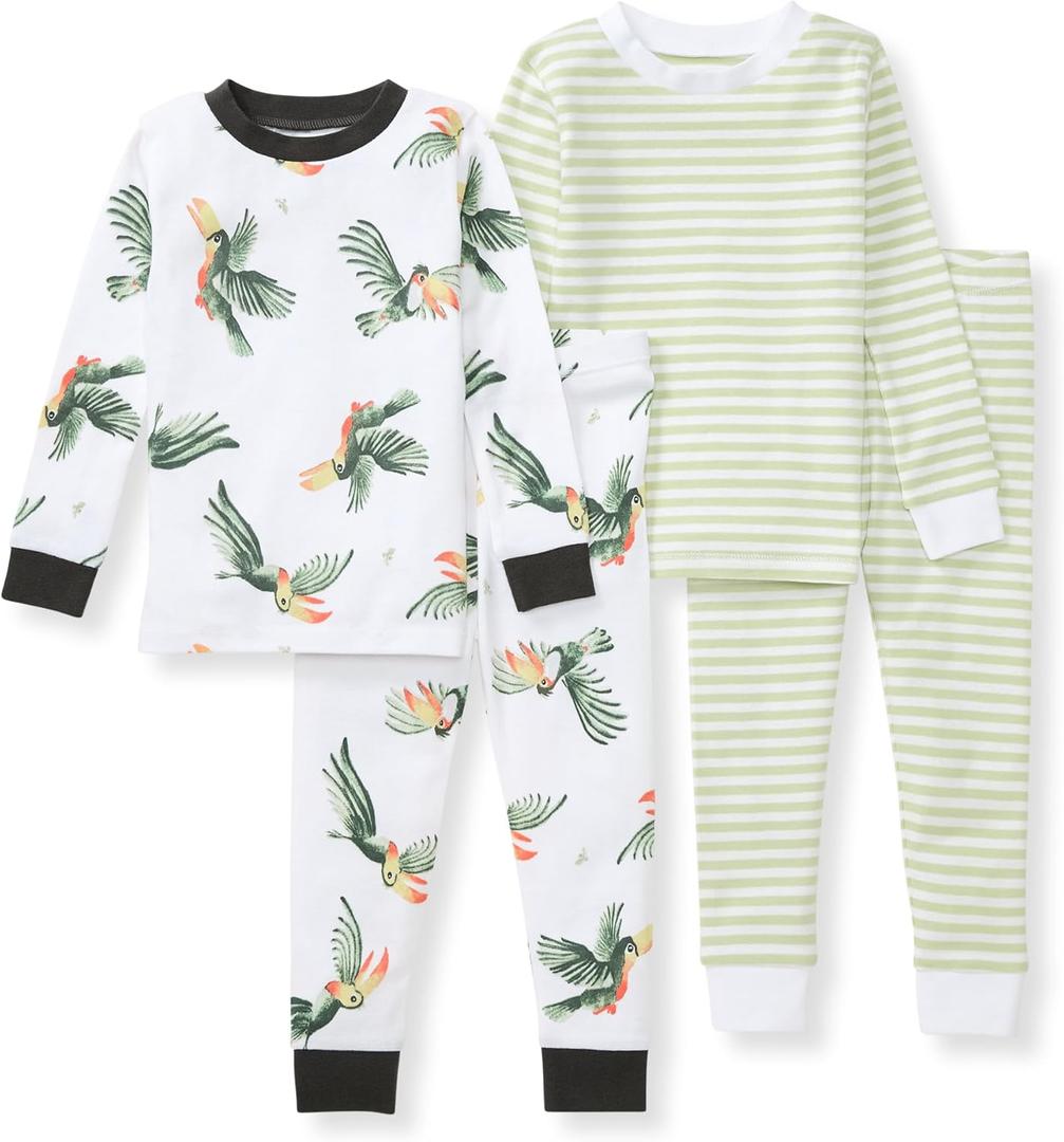 Burt's Bees Baby Boys' 2-Piece Long Sleeve Tee and Pants Organic Cotton Pajama Set (5T, Toucan)