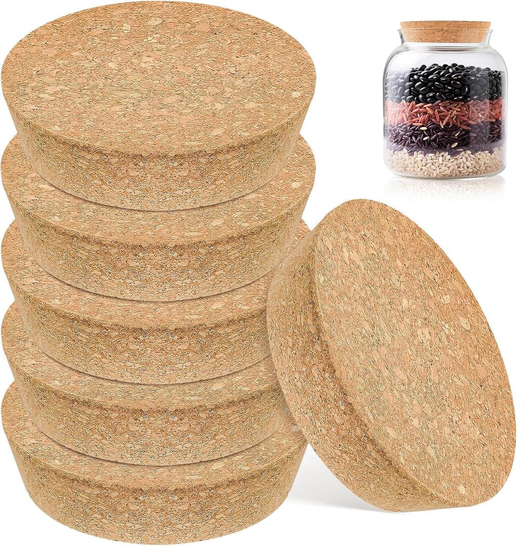 6 PCS Large Cork Bottle Stoppers 3.93x 3.46x 1.18 Inch Tapered Plugs Cork Canning Jar Lids Replacement Corks for Wines, Decorative Bottles, Jars, Arts, DIY Crafts