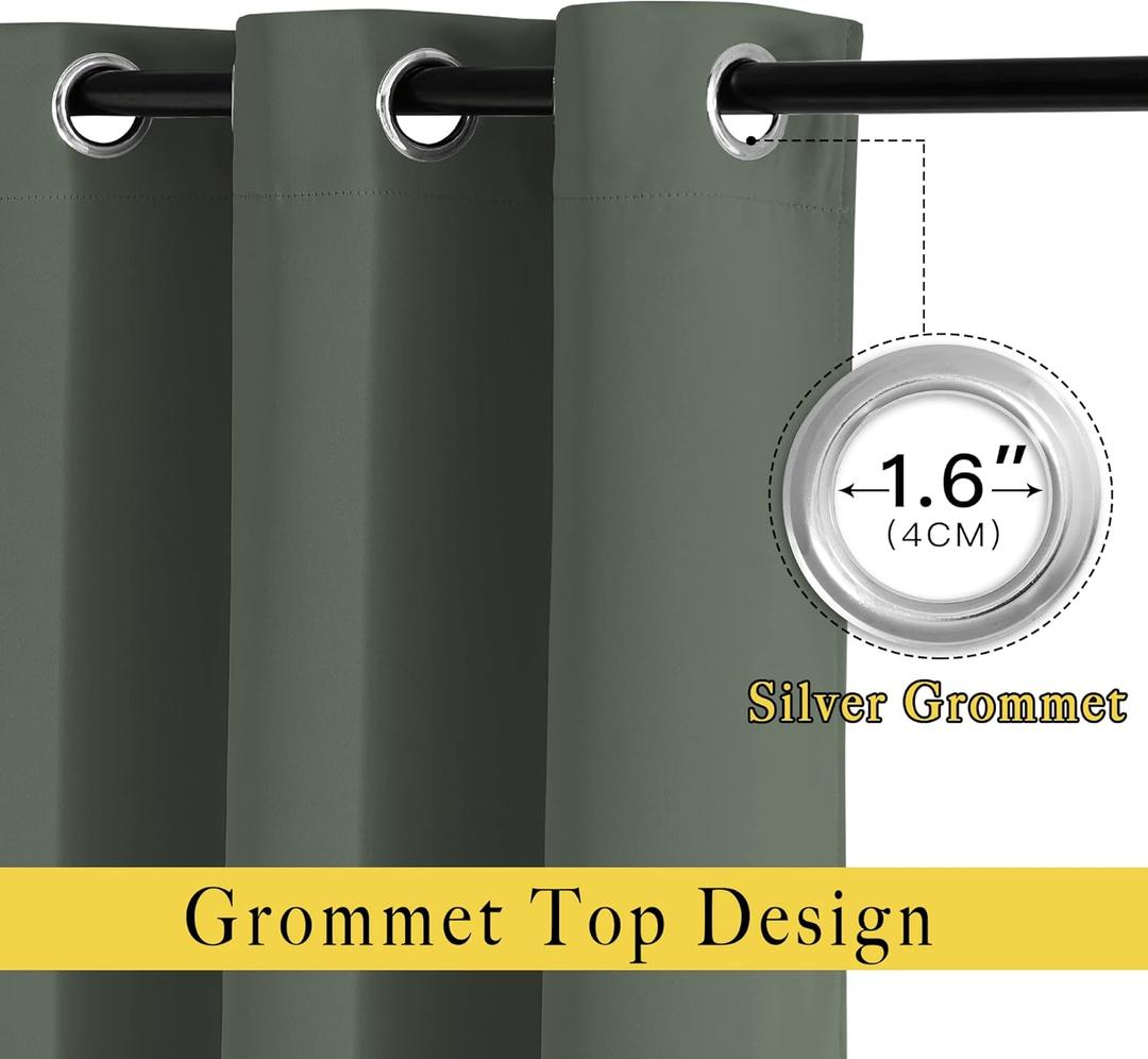 NICETOWN Blackout Curtains for Bedroom, Grommet Solid Thermal Drapes Light Blocking Window Treatments Sound Reducing for Living Room, Dark Mallard, W46 x L63, 1 Panel