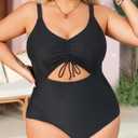 Daci Women Plus Size One Piece Swimsuits - Tummy Control Bathing Suits Cutout Monokini Swimwear (Black)
