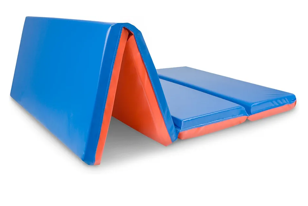 ProSource Four-Fold Kids Rest Mat, 2-inch Thick Sleeping Mats for Kids, Foam Folding Mat for Child Comfort, 48-in - Blue/Red 5 Pack