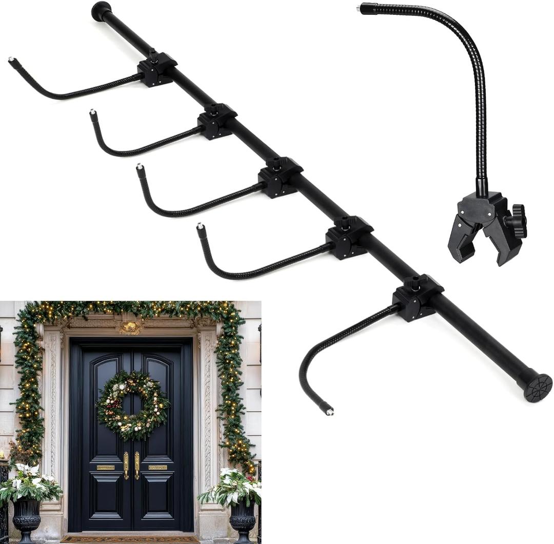 Geelin Front Door Garland Hanger for Christmas Adjustable Wreath Hanger Suitable for Different Doors with No Nails or Screws Heavy-Duty Cast Iron for Holding Christmas Wreaths Decor(43.3" - 78.7")