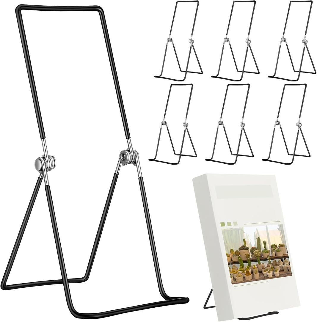 6 Pack 9.17 Inch Large Metal Book Stand for Display Adjustable Display Holder Easel Collector Stand for Home Office Back to School Books Frames Comic Plates Album CD Magazine