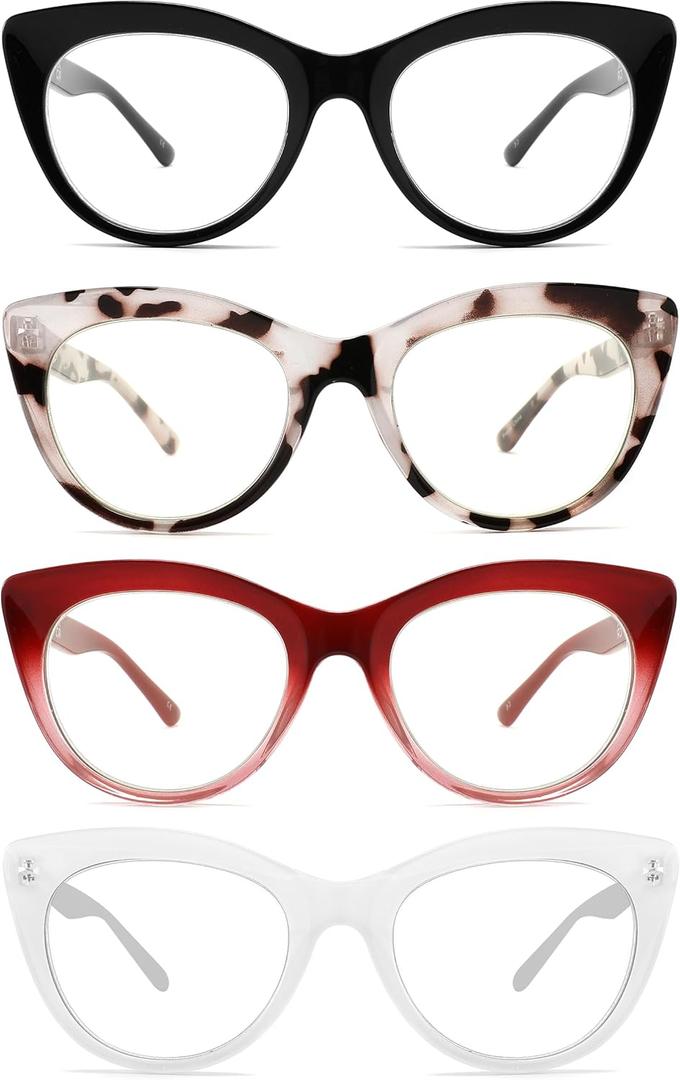 2 x IVNUOYI 4 Pack Reading Glasses Blue Light Blocking Readers for Women,Stylish Ladies Computer Eyeglasses with Spring Hinge