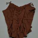 miduo Womens Satin V Neck Lace Trim Buttoned Cami Spaghetti Strap Camisole Sleeveless Tank Tops (XX-Large, Brown)