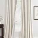 96 Inch Linen Blackout Curtains 2 Panels for Bedroom Living RoomCream Natural 100% Black Out Curtains 96 Inches Long Thermal Noise Reduction Light Blocking Drapes Rustic Country 8ft Back Tab Beige