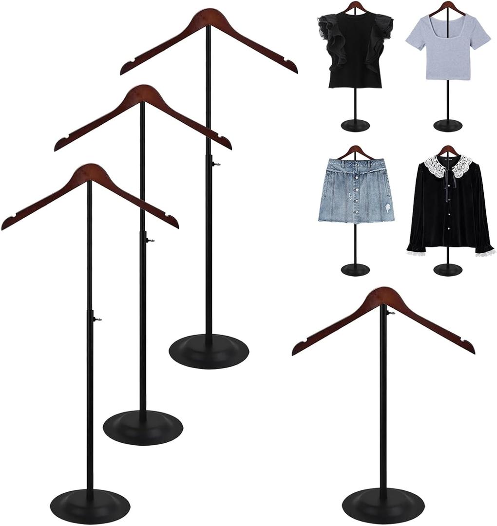 Eunika 4 Pack Adjustable T Shirt Display Flexible Shoulder Stand, Portable Metal Shirt Rack Display Stand Garment Coat Holder for Clothing Garment Coat Retail Vendor, Cloakroom, 16-31 Inch(Black)