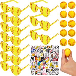 120pcs Softball Party Glasses Set 2026 Senior Night Gifts with Heart Eyeglasses Softball Stress Balls Stickers for Team Gift Bags Party Favor