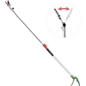 GARTOL Pruner for Garden, Cut Upto 1 Inch & Hold Telescopic Pole Pruner, Fruit Picker with Rotating Blade Head, Lightweight Aluminum Extendable Handle for Tree Branch Cutter, 3.67-5.45 FT, Silver (ZGQ)